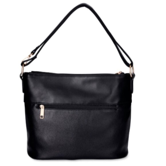 Time and Tru Women's Harlow Convertible Faux Leather Hobo Handbag, Black #50R - Picture 4 of 6